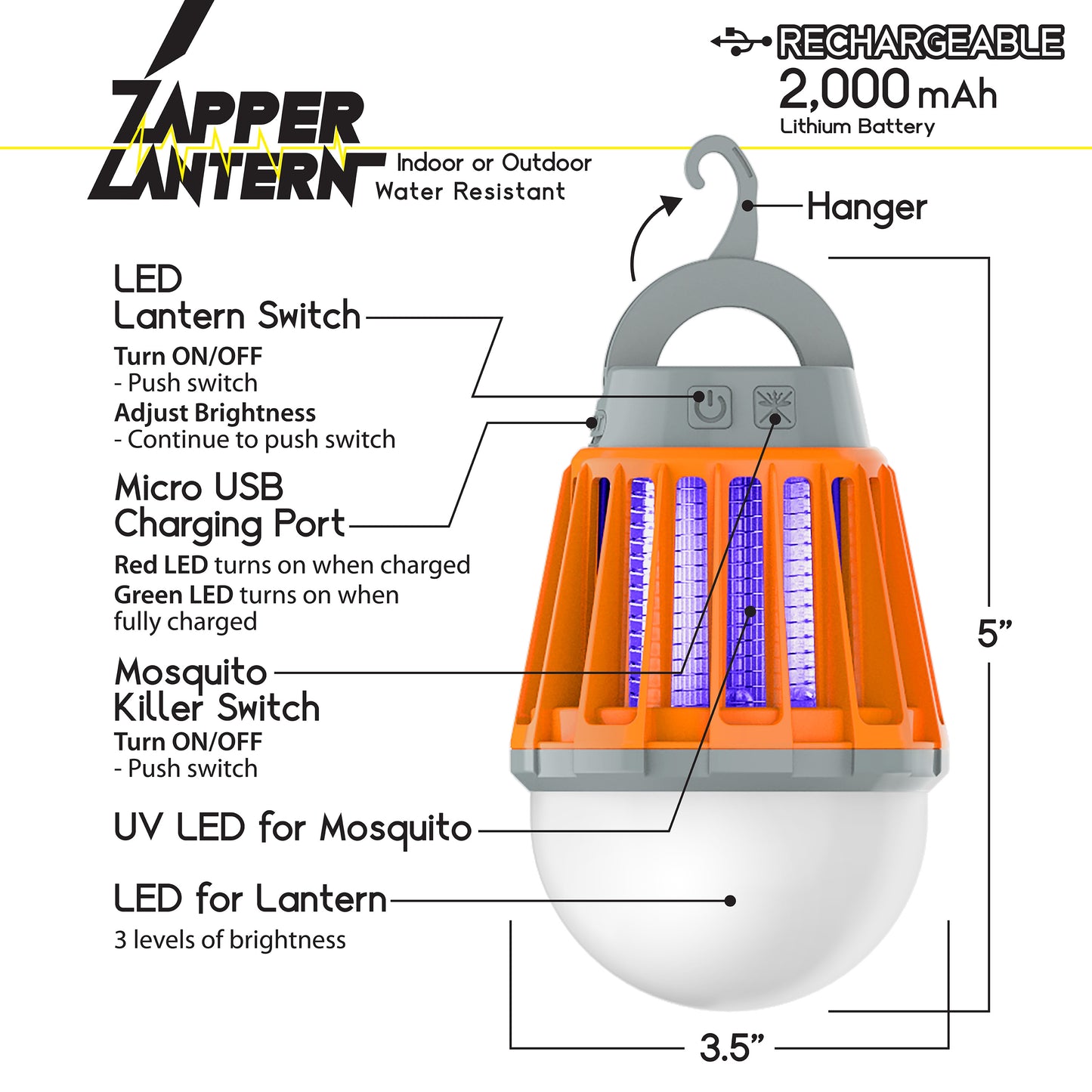 Wisely Bug Zapper Lantern 3-Pack LED Outdoor Patio Camping Decor
