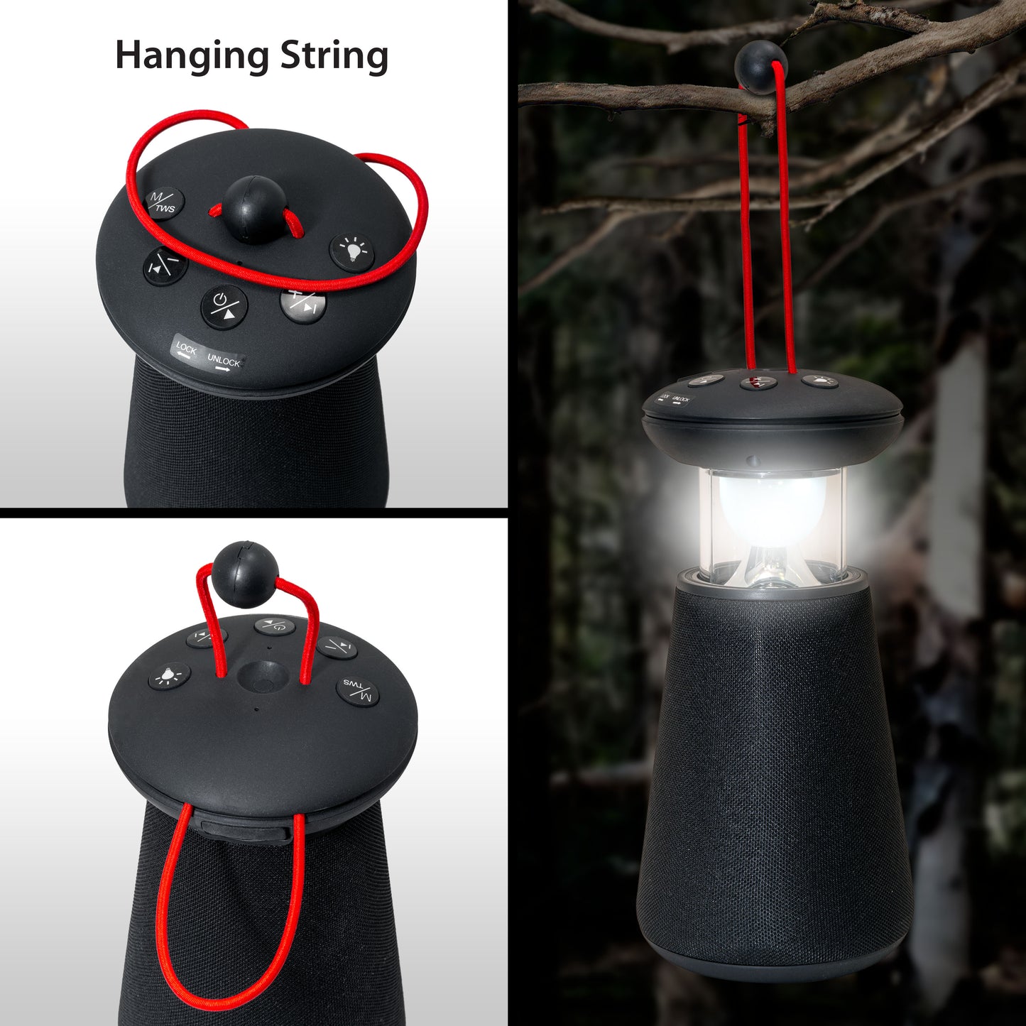 Wisely Audio LED Lantern for Outdoor Camping Bluetooth Micro USB Rechargeable